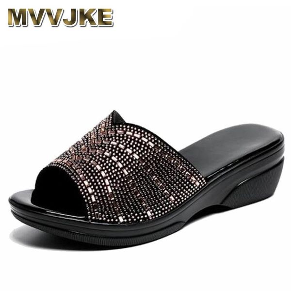 slippers mvvjke women ladies summer shoes wedges fashion rhinestone sandals slide real leather big size, Black
slippers mvvjke women ladies summer shoes wedges fashion rhinestone sandals slide real leather big size, Black