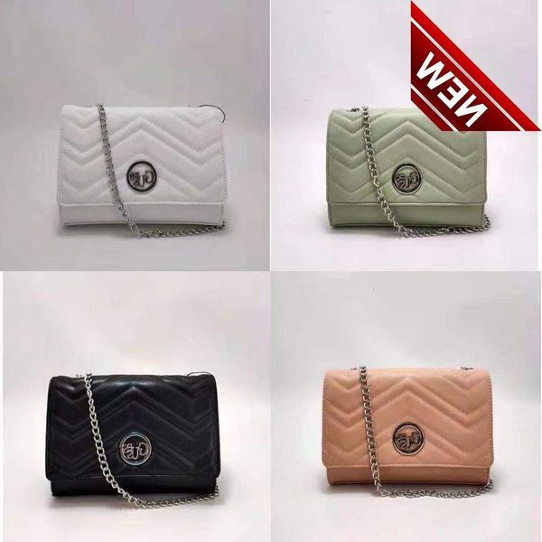 gs new solid color simple diamond pattern sewing flap chain single shoulder messenger bag