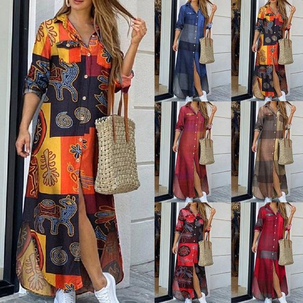 casual dresses women long sleeve shirt dress autumn printed ol laides loose party maxi vestido, Black;gray
casual dresses women long sleeve shirt dress autumn printed ol laides loose party maxi vestido, Black;gray