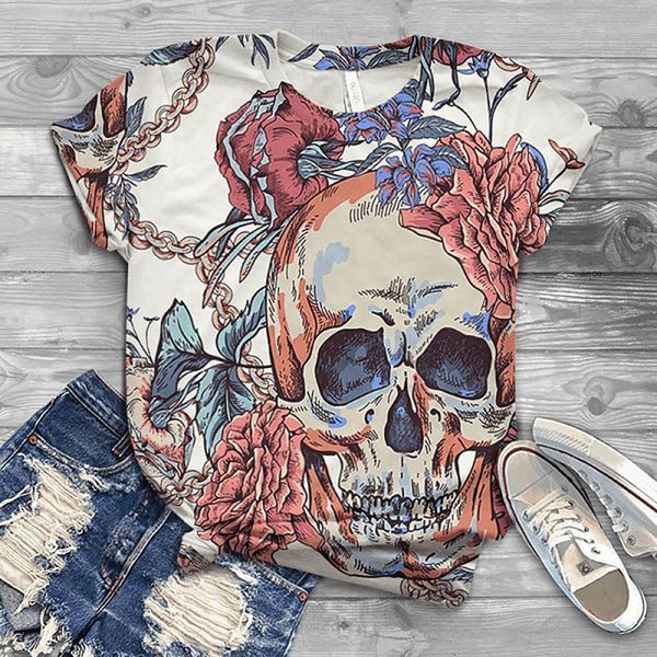 35 short sleeve oversized women t shirt skull printed o neck tee aesthetic tshirts ropa mujer, White
35 short sleeve oversized women t shirt skull printed o neck tee aesthetic tshirts ropa mujer, White