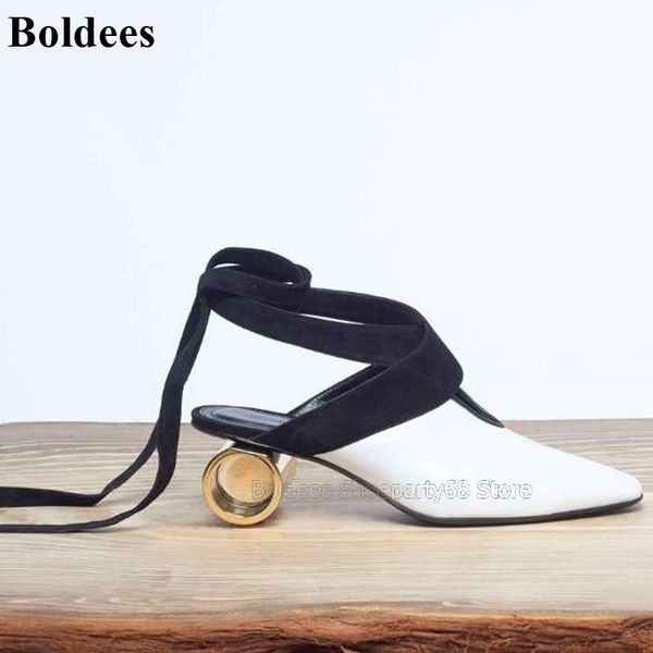 slippers designer gold metal strange heeled retro women square toe lace up black white leather ankle strappy pumps dress shoes
slippers designer gold metal strange heeled retro women square toe lace up black white leather ankle strappy pumps dress shoes