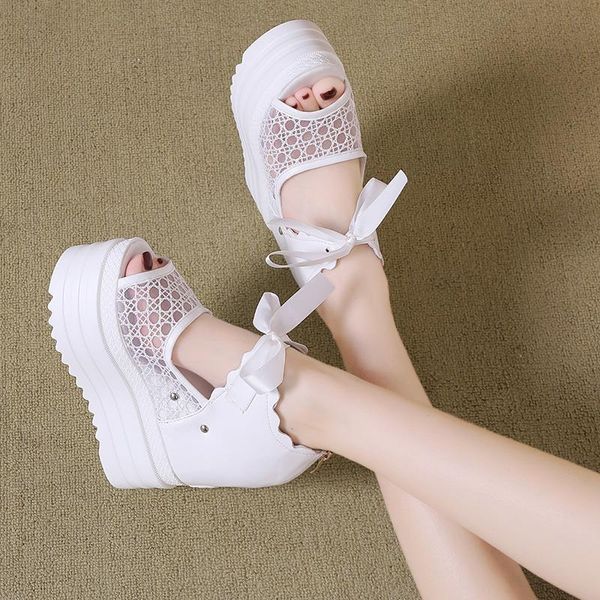 sandals mesh lace patchwork wedges for women high heels 12cm platform heightening peep toe shoes gladiator pu leather sandalias, Black
sandals mesh lace patchwork wedges for women high heels 12cm platform heightening peep toe shoes gladiator pu leather sandalias, Black