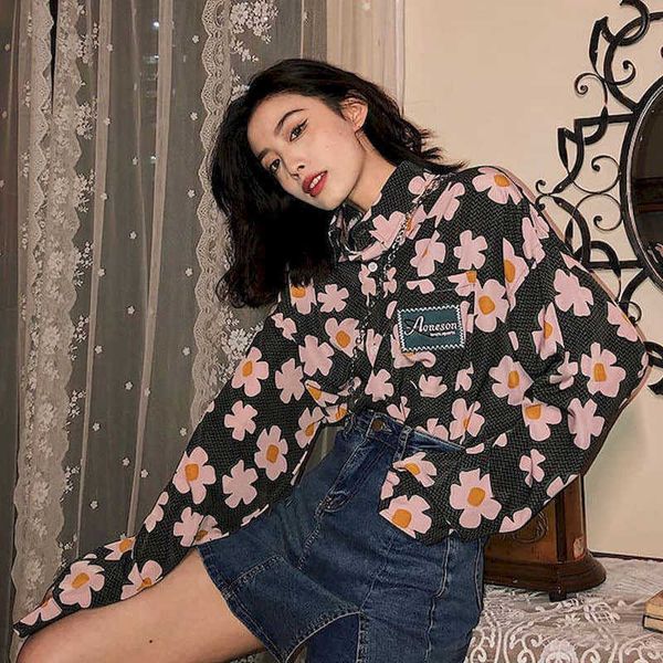women's knits & tees spring women loose long sleeve shirt casual fashion blouse korean vintage style harajuku goth flower ret, White
women's knits & tees spring women loose long sleeve shirt casual fashion blouse korean vintage style harajuku goth flower ret, White