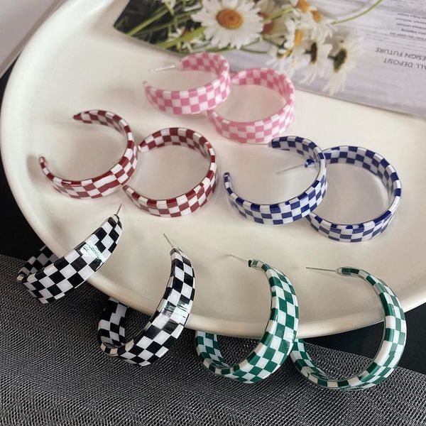 hoop & huggie simple fashion colorful lattice acrylic resin geometric c-shaped earrings for women girl trip jewelry gifts, Golden;silver
hoop & huggie simple fashion colorful lattice acrylic resin geometric c-shaped earrings for women girl trip jewelry gifts, Golden;silver