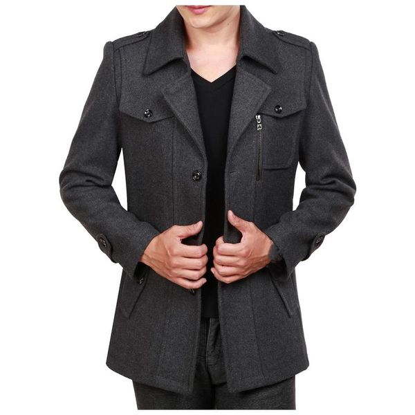 men's wool & blends long-sleeved pocket loose outerwear casual trench coat fashion business thicken slim overcoat jackets, Black
men's wool & blends long-sleeved pocket loose outerwear casual trench coat fashion business thicken slim overcoat jackets, Black