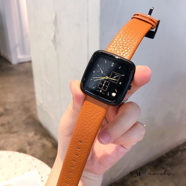 brand square six-pin fashion watch, Slivery;brown
brand square six-pin fashion watch, Slivery;brown