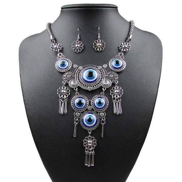 earrings & necklace fashion vintage jewelry set retro turkey blue evil eye for women antique silver plate metal alloy sets
earrings & necklace fashion vintage jewelry set retro turkey blue evil eye for women antique silver plate metal alloy sets
