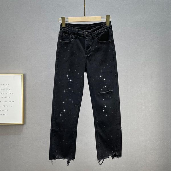women's jeans black fashion autumn clothes 2021 loose straight-leg pants rhinestone cropped jean hole ripped woman, Blue
women's jeans black fashion autumn clothes 2021 loose straight-leg pants rhinestone cropped jean hole ripped woman, Blue
