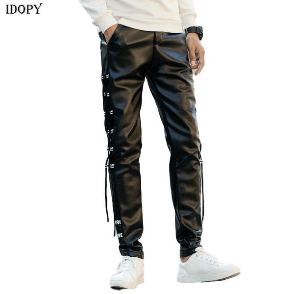 men's pants idopy arrival mens korean gothic punk party costume faux leather pu side lace slim fit trousers male, Black
men's pants idopy arrival mens korean gothic punk party costume faux leather pu side lace slim fit trousers male, Black