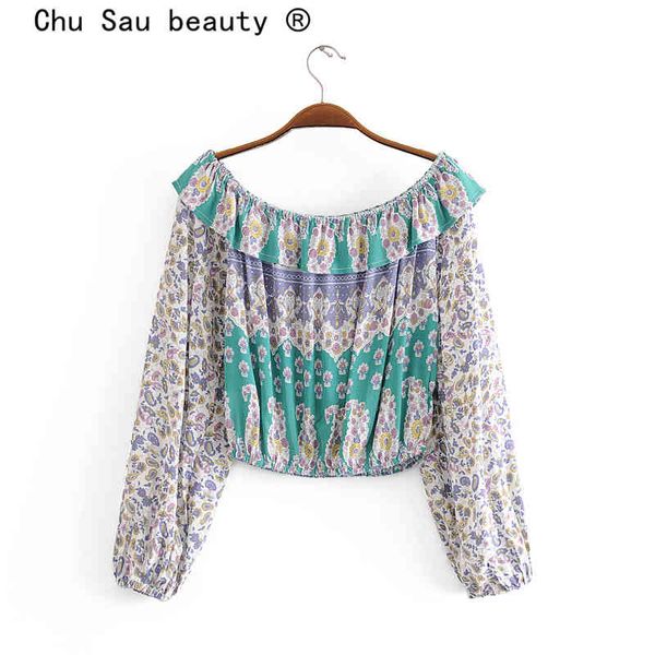 chu sau beauty fashion boho vintage print long sleeve crop holiday style ruffles o-neck ladies short blouses 210508, White
chu sau beauty fashion boho vintage print long sleeve crop holiday style ruffles o-neck ladies short blouses 210508, White