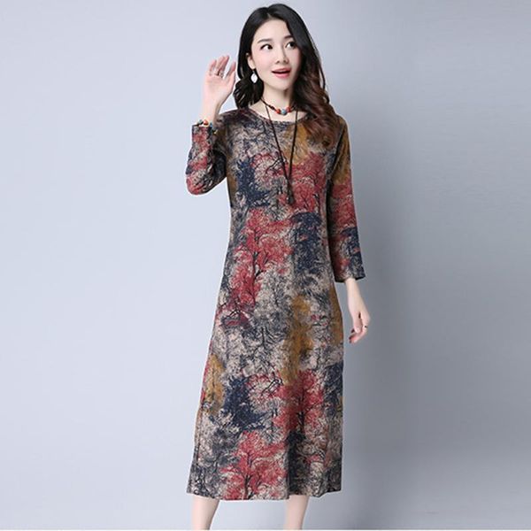 casual dresses vintage print loose dress spring summer chinese style cotton linen long sleeve o-neck plus size re0501, Black;gray
casual dresses vintage print loose dress spring summer chinese style cotton linen long sleeve o-neck plus size re0501, Black;gray