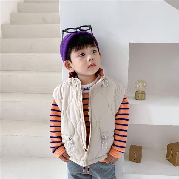 fashion autumn and winter style children's cotton vest loose drawstring contrast color boy girl turtleneck waistcoat, Camo 
fashion autumn and winter style children's cotton vest loose drawstring contrast color boy girl turtleneck waistcoat, Camo