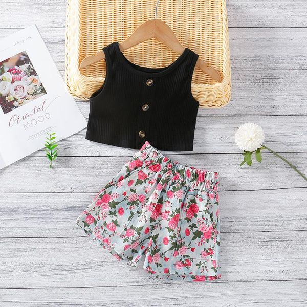 summer children's clothing 2-piece black vest + high-waist floral shorts girls clothes set sets, White
summer children's clothing 2-piece black vest + high-waist floral shorts girls clothes set sets, White