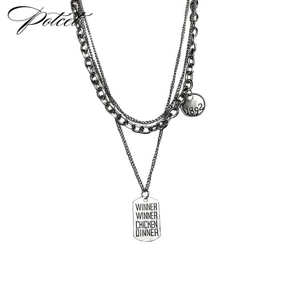 pendant necklaces potcet stainless steel multilayer letter square brand titanium necklace fashion hip hop party jewelry, Silver
pendant necklaces potcet stainless steel multilayer letter square brand titanium necklace fashion hip hop party jewelry, Silver