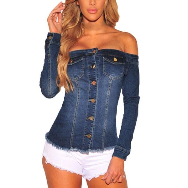 women's jackets slim personality long sleeves versatile women off shoulder denim button casual paryt blouse fashion spring, Black;brown
women's jackets slim personality long sleeves versatile women off shoulder denim button casual paryt blouse fashion spring, Black;brown