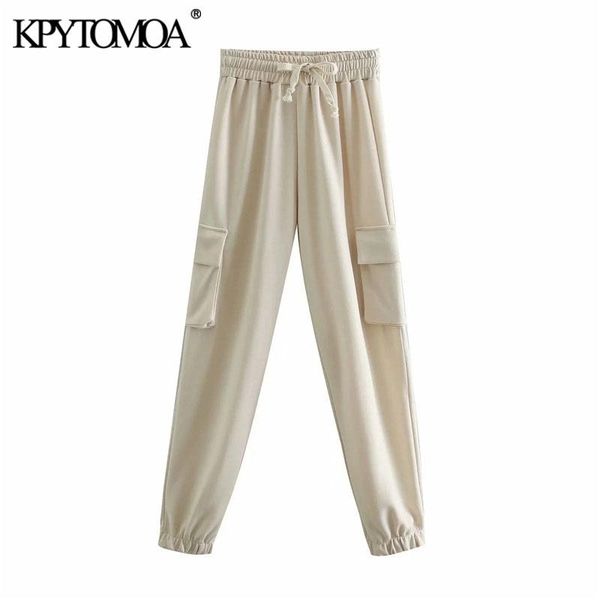 women 2021 chic fashion side pockets cargo pants vintage high elastic waist with drawstring female ankle trousers mujer women's & capri, Black;white
women 2021 chic fashion side pockets cargo pants vintage high elastic waist with drawstring female ankle trousers mujer women's & capri, Black;white