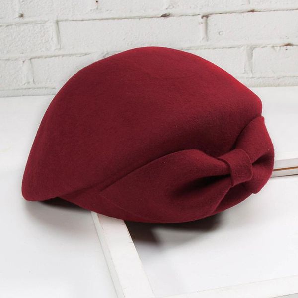 stingy brim hats fashion lady beret hat retro elegant bowknot solid color wool women, Blue;gray
stingy brim hats fashion lady beret hat retro elegant bowknot solid color wool women, Blue;gray