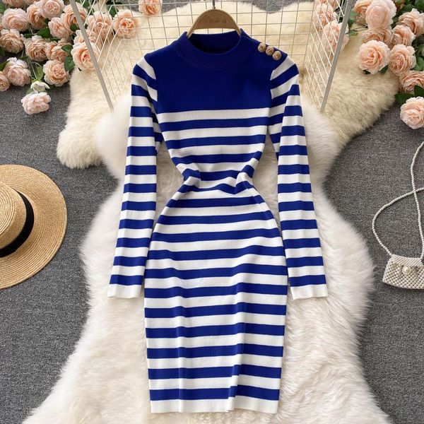 casual dresses women retro striped knitted sweater dress long sleeve elastic knitting slim sheath bandage 2021 autumn, Black;gray
casual dresses women retro striped knitted sweater dress long sleeve elastic knitting slim sheath bandage 2021 autumn, Black;gray