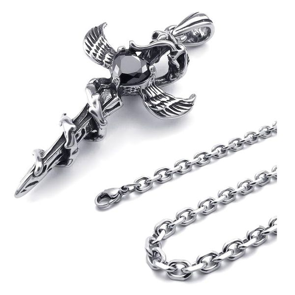 chains jewelery pendant necklace for man - chain gothic snake wing cross sword oxide stainless steel fancy co, Silver
chains jewelery pendant necklace for man - chain gothic snake wing cross sword oxide stainless steel fancy co, Silver