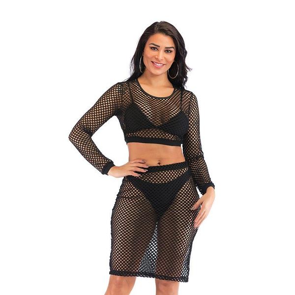 two piece dress beach outfit women set see through black long sleeve t shirt boho crop transparent bodycon skirt summer sets, White
two piece dress beach outfit women set see through black long sleeve t shirt boho crop transparent bodycon skirt summer sets, White