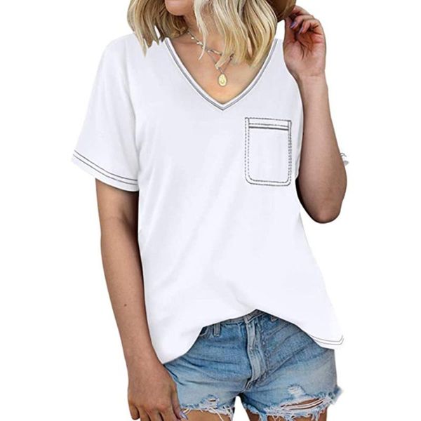 women's t-shirt for women false pocket print short sleeve t-shirts summer korea loose tees v neck shirts 2021, White
women's t-shirt for women false pocket print short sleeve t-shirts summer korea loose tees v neck shirts 2021, White