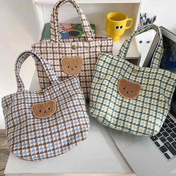 shopping bags cartoon plaid shoulder for women female ins soft cute bear canvas small ladies handbag 220307
shopping bags cartoon plaid shoulder for women female ins soft cute bear canvas small ladies handbag 220307