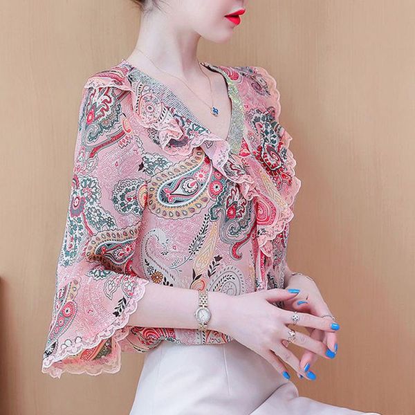women's blouses & shirts office pink ruffle off shoulder flower print blouse women summer chiffon shirt fashion lady short-sleeve, White
women's blouses & shirts office pink ruffle off shoulder flower print blouse women summer chiffon shirt fashion lady short-sleeve, White