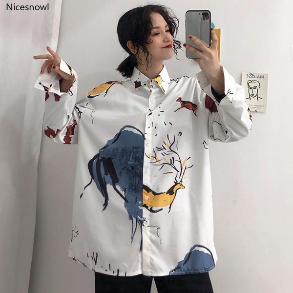 women's blouses & shirts korean chic clothing spring autumn harajuku oversize woman cartoon print blusas mujer de moda, White
women's blouses & shirts korean chic clothing spring autumn harajuku oversize woman cartoon print blusas mujer de moda, White