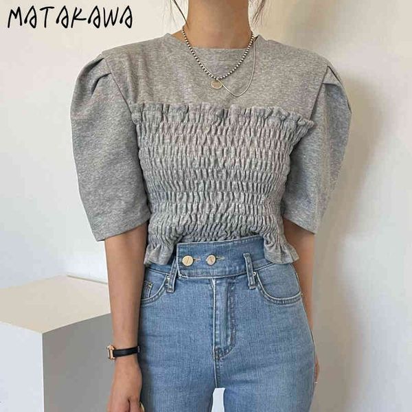 matakawa summer woman tshirts round neck pullover fungus t shirt for women splicing folds slim short-sleeved t-shirt women 210513, Blue
matakawa summer woman tshirts round neck pullover fungus t shirt for women splicing folds slim short-sleeved t-shirt women 210513, Blue