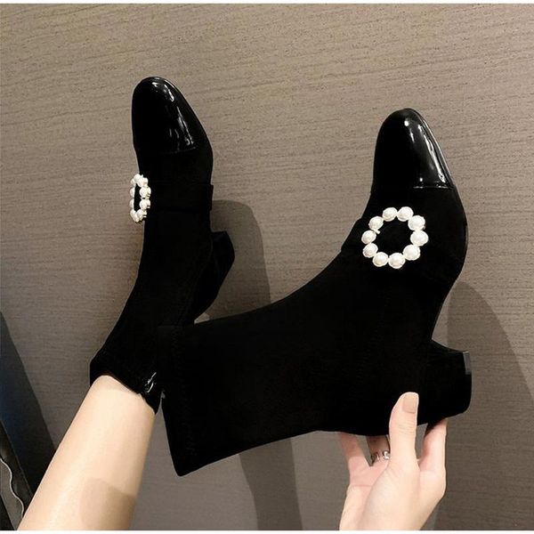 boots women's winter ankle woman pearl shoes female zipper mid heel flower pu pointed toe comfort ladies shoe elegant women, Black
boots women's winter ankle woman pearl shoes female zipper mid heel flower pu pointed toe comfort ladies shoe elegant women, Black