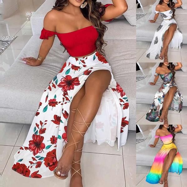casual dresses women fashion dress sets beach floral print skirt suit strapless off shoulder ruffles party ladies two piece set, Black;gray
casual dresses women fashion dress sets beach floral print skirt suit strapless off shoulder ruffles party ladies two piece set, Black;gray