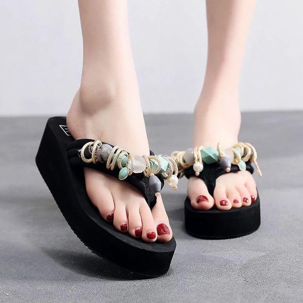 platform comfortable beach slipper shoes non-slip soft bottom casual flip flops bohemia style summer wedge woman sandals slippers, Black
platform comfortable beach slipper shoes non-slip soft bottom casual flip flops bohemia style summer wedge woman sandals slippers, Black