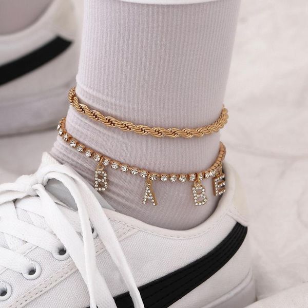 anklets 2pcs/set bohemian crystal babe letter anklet set for women twist chain foot bracelet rhinestone handmade jewelry, Red;blue
anklets 2pcs/set bohemian crystal babe letter anklet set for women twist chain foot bracelet rhinestone handmade jewelry, Red;blue