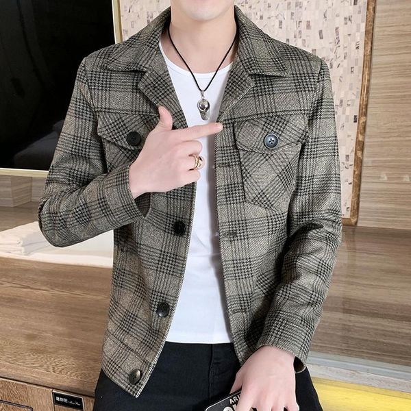 men's wool & blends 2021 woolen plaid short jacket autumn and winter fashion casual lapel slim-fitting trench coat s-4xl, Black
men's wool & blends 2021 woolen plaid short jacket autumn and winter fashion casual lapel slim-fitting trench coat s-4xl, Black