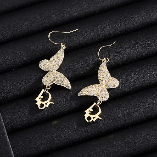 design jewelry butterfly inlaid diamond advanced temperament women's ear hook letter fashion new gold fashion earrings, Silver
design jewelry butterfly inlaid diamond advanced temperament women's ear hook letter fashion new gold fashion earrings, Silver