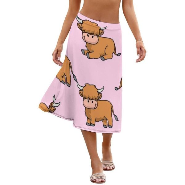 skirts cow skirt simple polyester girls printed school sale midi, Black 
skirts cow skirt simple polyester girls printed school sale midi, Black