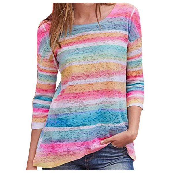 women's blouses & shirts fashion women rainbow stripe blouse casual pullover long sleeve and autumn o-neck plus size clothes, White
women's blouses & shirts fashion women rainbow stripe blouse casual pullover long sleeve and autumn o-neck plus size clothes, White