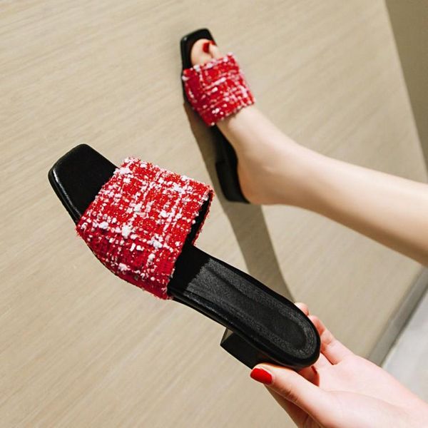 online celebrity women slides chunky cuban low heels plaid cloth fashion summer slippers ladies shoes large size 43, Black
online celebrity women slides chunky cuban low heels plaid cloth fashion summer slippers ladies shoes large size 43, Black
