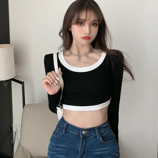 jlong patchwork short slim t shirts women navel exposed long sleeve shirt women's t-shirt, White
jlong patchwork short slim t shirts women navel exposed long sleeve shirt women's t-shirt, White