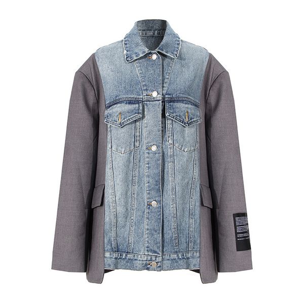 Msxu female fashion silhouette lets turn down collar pocket cool patchwork buttons denim jacket, Black;brown
Msxu female fashion silhouette lets turn down collar pocket cool patchwork buttons denim jacket, Black;brown