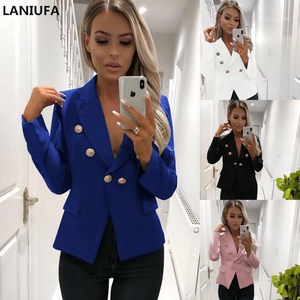 women's suits & blazers designer autumn winter blazer jacket women double breasted metal buttons outer casual dress, White;black
women's suits & blazers designer autumn winter blazer jacket women double breasted metal buttons outer casual dress, White;black