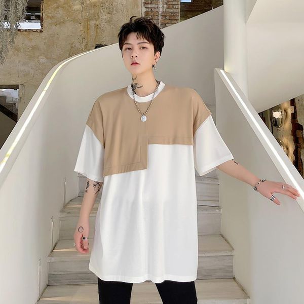 men's t-shirts summer niche color collision design loose round neck short sleeve korean version simple personality t-shirt, White;black
men's t-shirts summer niche color collision design loose round neck short sleeve korean version simple personality t-shirt, White;black