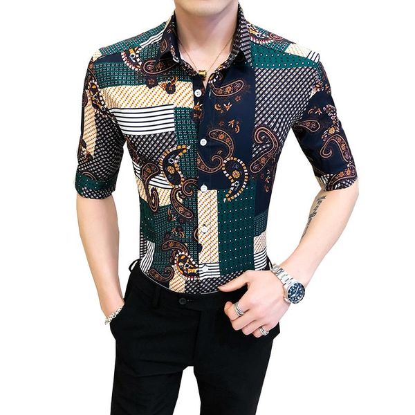 men's casual shirts luxury baroque print shirt men slim fit short sleeve dress summer night club party streetwear blouse homme camisa, White;black
men's casual shirts luxury baroque print shirt men slim fit short sleeve dress summer night club party streetwear blouse homme camisa, White;black