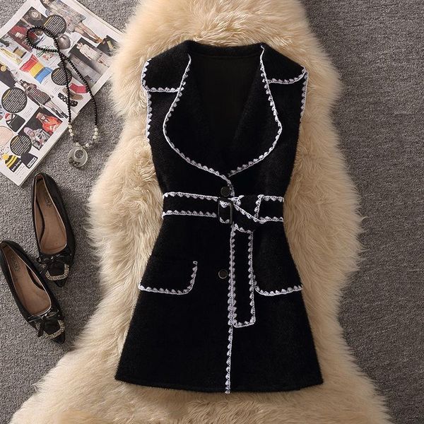 women's vests autumn winter short vest sleeveless jacket coat women woolen waistcoat female slim clothes with belt outwear chaleco muje, Black;white
women's vests autumn winter short vest sleeveless jacket coat women woolen waistcoat female slim clothes with belt outwear chaleco muje, Black;white
