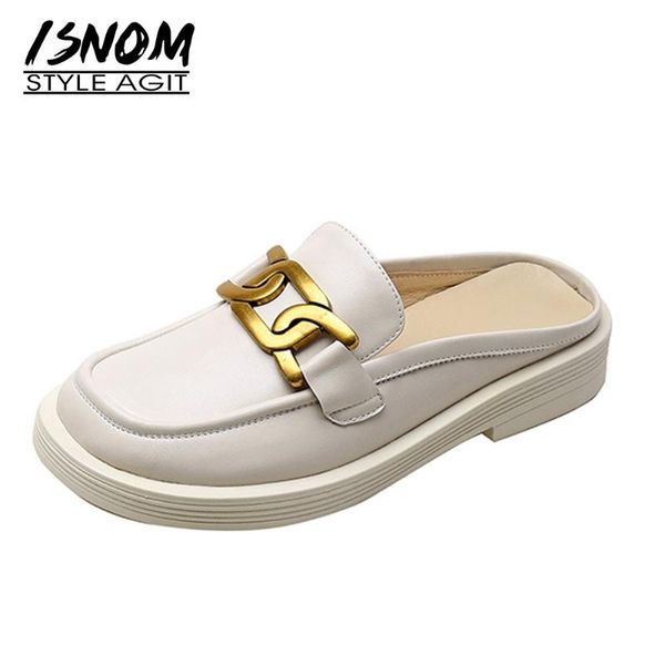 slippers isnom genuine leather casual metal chain decor flat mules lazy shoes women's outdoor round toe female 2021, Black
slippers isnom genuine leather casual metal chain decor flat mules lazy shoes women's outdoor round toe female 2021, Black