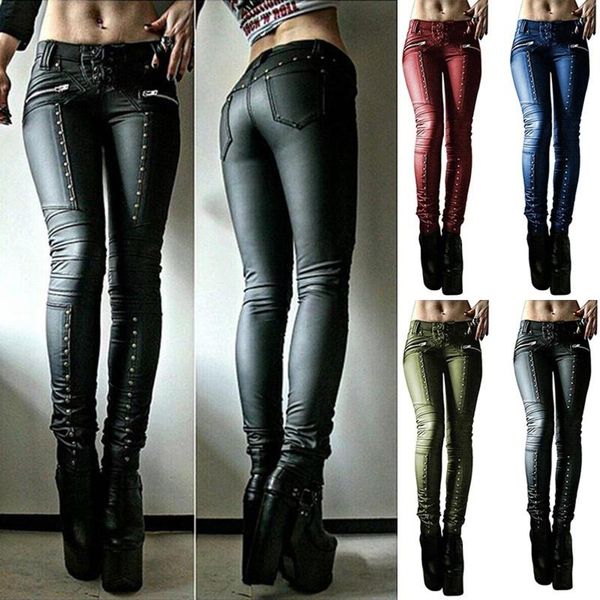 women retro pu pants leather steampunk rivet zipper lace up pencil medieval gothic skinny streetwear autumn casual trouse women's & cap, Black;white
women retro pu pants leather steampunk rivet zipper lace up pencil medieval gothic skinny streetwear autumn casual trouse women's & cap, Black;white