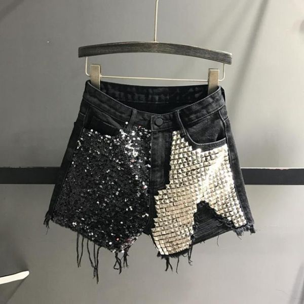 women's shorts tassel with sequins beading denim female high waist rivet hole punk street style wq1611, White;black
women's shorts tassel with sequins beading denim female high waist rivet hole punk street style wq1611, White;black