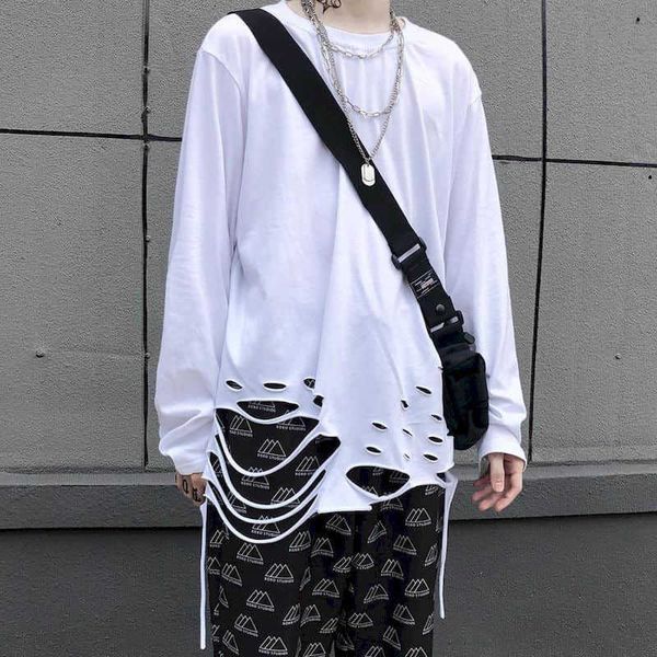long-sleeved t-shirt men and women wear bottoming shirt in the hole dark high street hip-hop loose korean trend couple outfits 210526, White;black
long-sleeved t-shirt men and women wear bottoming shirt in the hole dark high street hip-hop loose korean trend couple outfits 210526, White;black