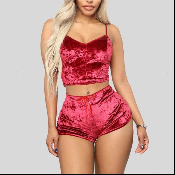 velvet 2 piece outfit womens sleepwears strap crop shorts set elastic short pants suit lingerie ropa interior pyjamas, Black;red
velvet 2 piece outfit womens sleepwears strap crop shorts set elastic short pants suit lingerie ropa interior pyjamas, Black;red