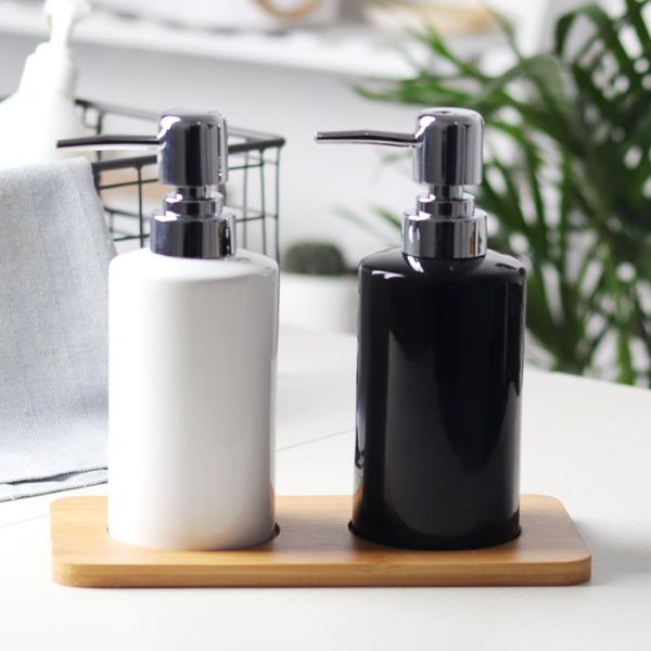 bath accessory set simple black and white ceramic lotion bottle household press shower gel bathroom supplies wooden storage tray
bath accessory set simple black and white ceramic lotion bottle household press shower gel bathroom supplies wooden storage tray